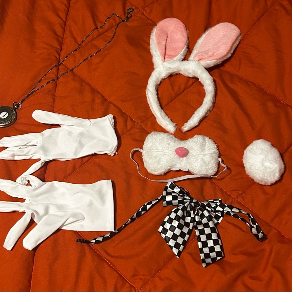 White Rabbit Costume Set with Pink Ears and Accessories